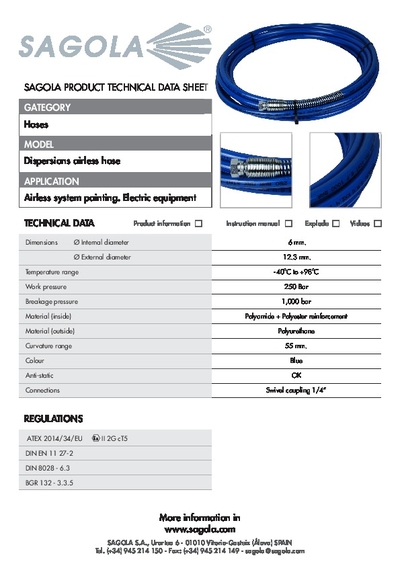 Technical data sheet Dispersions Airless hose